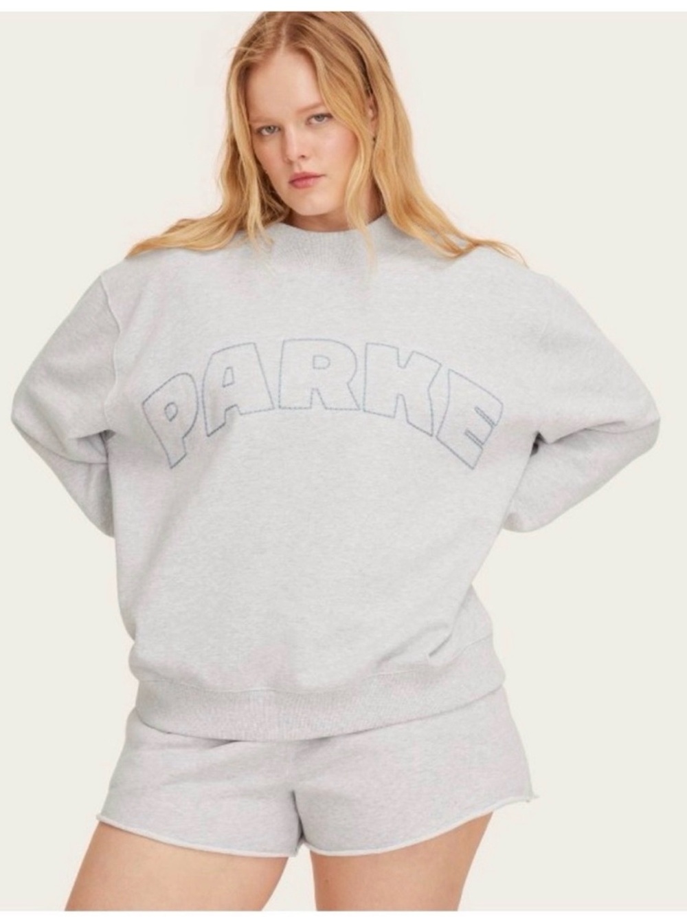 Parke Light Gray Logo mockneck Sweatshirt